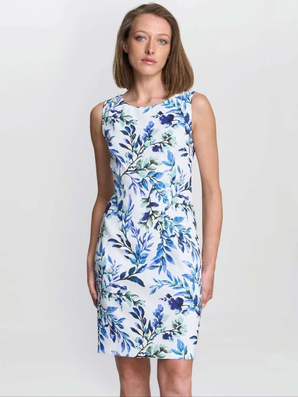 Connected Apparel Blue Green Floral Sleeveless Sheath Dress Size 10P Petite